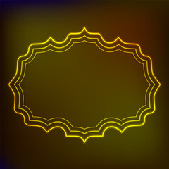 Neon Frame with Triple Glow  Brown Vector Background