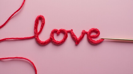 A red heart-shaped decoration, symbolizing love and romance