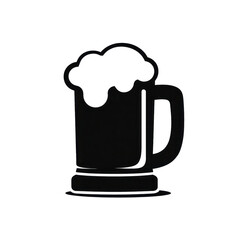 Bold silhouette illustration of a beer mug with foam, perfect for beverage branding and creative design projects. Isolated on transparent background. PNG, cutout