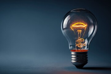 Glowing Light Bulb on Dark Background - Idea and Innovation Concept.