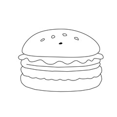 doodle burger pattern background. doodle fast food burger seamless pattern background. seamless pattern of hamburger in doodle style. Seamless Pattern of a Cheese Burger. Burger with stick. 
