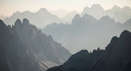 Misty Mountain Range Landscape.