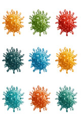 Colorful Virus Cell Models on Black Background
