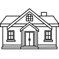 Suburban House Front line art vector