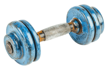 Dumbbell isolated on white background. blue dumbbell isolated on white