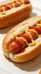 hot dog with mustard and ketchup