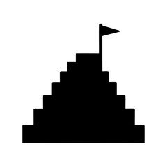 Fototapeta premium Black Silhouette of Steps Leading to a Flag representing Goal Achievement