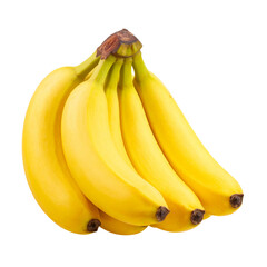 A ripe bunch of organic yellow bananas isolated on a white background