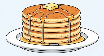Delicious Stack of Pancakes with Butter and Syrup.