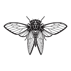 Cicada Insect Silhouette Vector Illustration