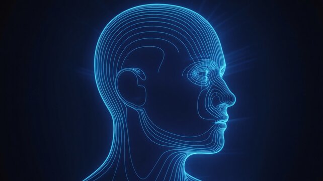 Visualize human intelligence with this modern neon face design - Powered by Adobe