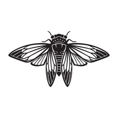 Cicada Insect Silhouette Vector Illustration