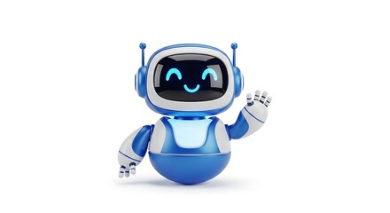 Fototapeta premium Happy Robot – 3D AI Character & Chatbot Mascot Icon