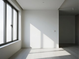 Obraz premium Bright and empty room with large windows and natural light