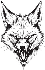 The Angry Fox. Hand drawn vector illustration