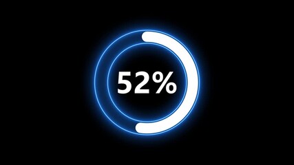 Neon blue circular progress indicator displaying 31 percent loading on a dark background progress bar