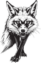 The Angry Fox. Hand drawn vector illustration