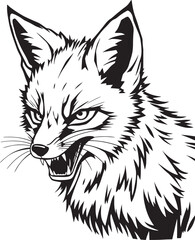 The Angry Fox. Hand drawn vector illustration