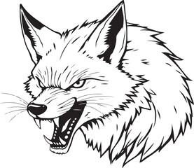 The Angry Fox. Hand drawn vector illustration