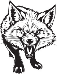 The Angry Fox. Hand drawn vector illustration