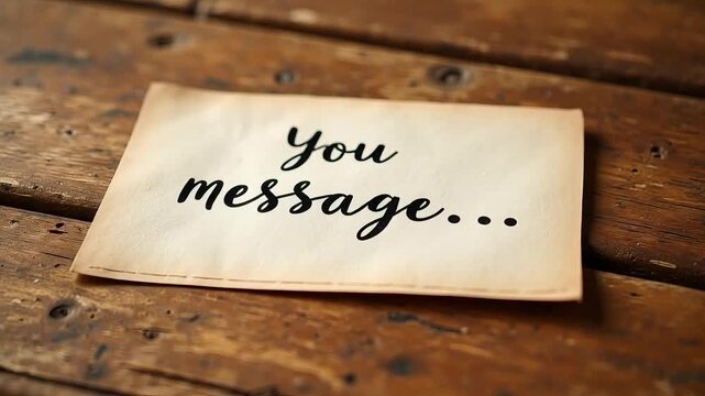 Vintage handwritten note on rustic wooden surface invites connection, conveying a sense of anticipation and personal communication.