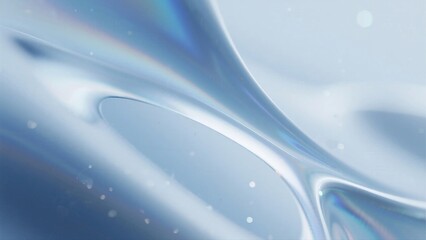 A smooth wave of blue liquid with light reflections and bubbles