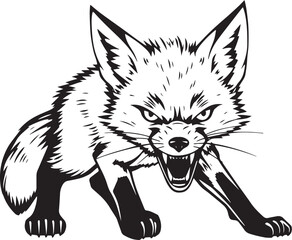 The Angry Fox. Hand drawn vector illustration