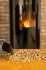 Heating pellets on a wooden table