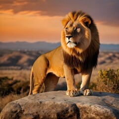 Male adult lion lying down, Panthera leo
