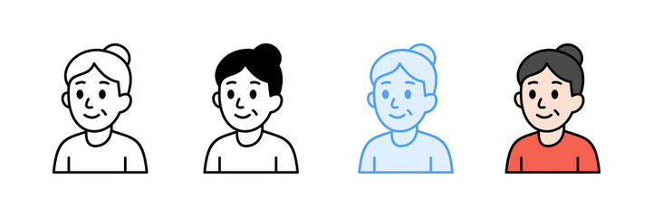 Elderly Man Farmer Hat Icon Set Multiple Style Collection