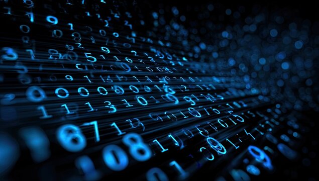 Abstract Digital Binary Code Numbers Streaming Technology Background.