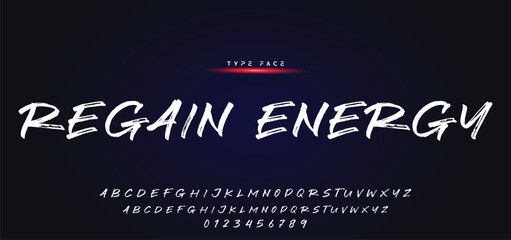 Lettering font isolated on black background. Texture alphabet in street art and graffiti style. Grunge and dirty effect. Vector brush letters.