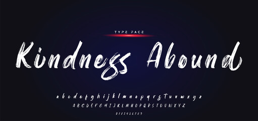 Lettering font isolated on black background. Texture alphabet in street art and graffiti style. Grunge and dirty effect. Vector brush letters.