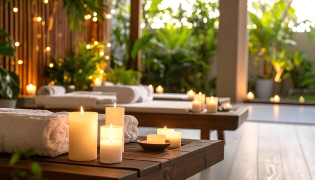 Spa relaxation area with candles