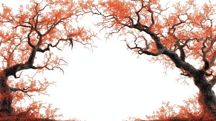 Halloween frame with spooky pumpkin, bat, spider and autumn leaves isolated on white background, festive decoration border for holiday celebration, seasonal design with creepy and scary atmosphere