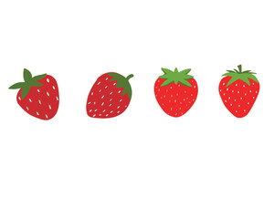  Set of berry strawberry in doodle style