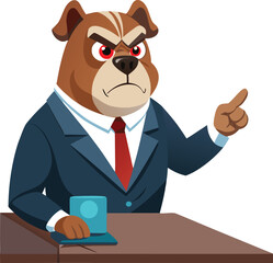 Cartoon illustration of a muscular bulldog with a tough expression