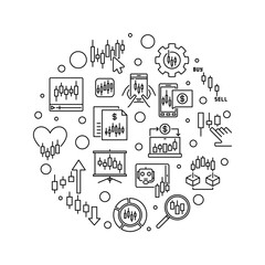 Crypto Trading vector linear round illustration or banner