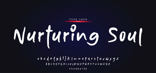 Lettering font isolated on black background. Texture alphabet in street art and graffiti style. Grunge and dirty effect. Vector brush letters.