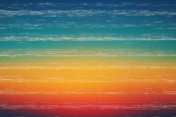 Abstract horizontal light streaks on a vibrant gradient background blending blue, teal, yellow, orange, and red shades smoothly and evenly. Ai generative