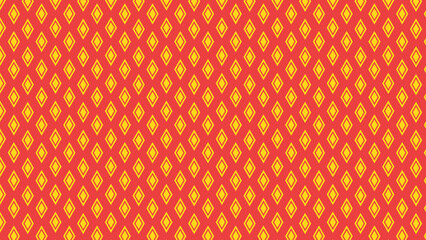 Repeating pattern of yellow diamond shapes with orange outlines on a red background design element