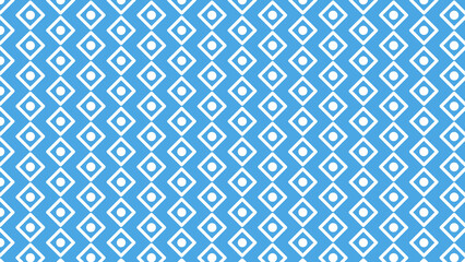 Repeating pattern of white diamonds with white circles inside on a light blue background design art