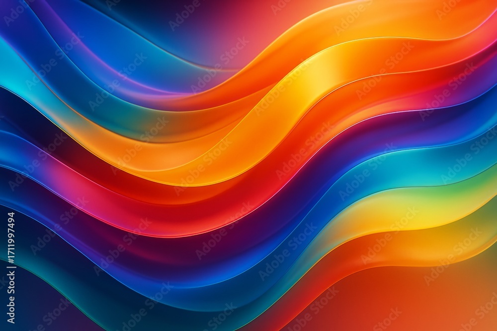 Poster vibrant abstract background of flowing multicolored waves with smooth light gradients on a dynamic c