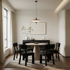 Fototapeta premium Modern Dining Room with Minimalist Furniture and Natural Light