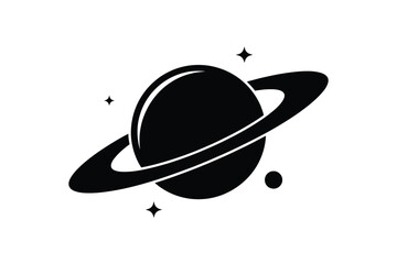 Stylized silhouette of saturn with stars © MSTASIA