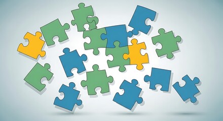 Puzzle Pieces Scattered.