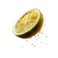 Floating Lemon Slice on white background