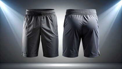 Stylish athletic shorts, front and back view, perfect for sports and training.