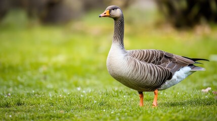 Greylag Goose in Lush Meadow: A Serene Wildlife Encounter