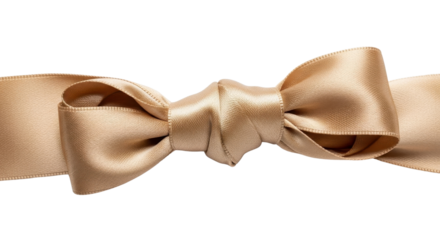 Beautiful Gold Satin Ribbon Bow isolated PNG with Transparent Background